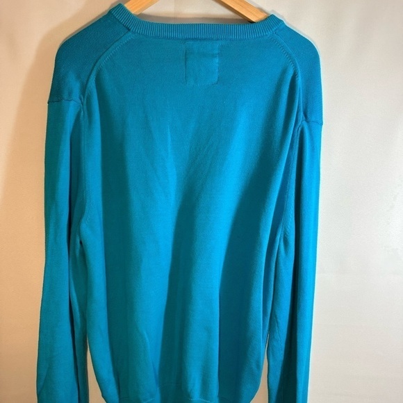 Express 100% Cotton Light Blue Knit Long Sleeve V Neck Pullover Sweater Size XL - Picture 3 of 9